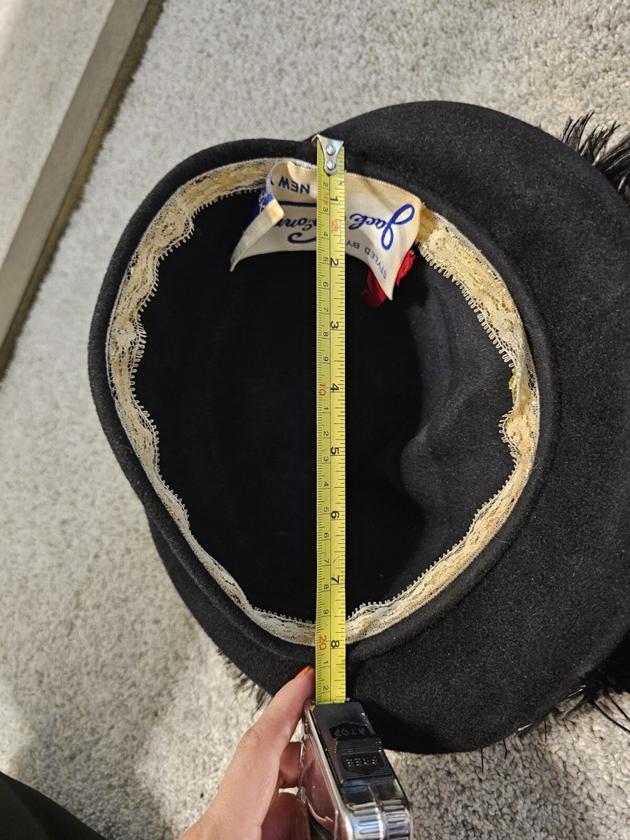 Jack McConnell Black Wool Felt Hat Rhinestones Feathers  display picture 3
