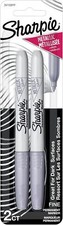 Sharpie Metallic Permanent Markers, Fine 2 Count Silver, 2 Silver