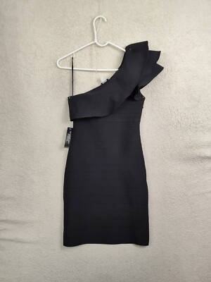 Venus Women Dress Extra Small Black Poly Blend One Ruffle Shoulder Mini Sheath | eBay Venus Women Dress Extra Small Black Poly Blend One Ruffle Shoulder Mini Sheath | eBay