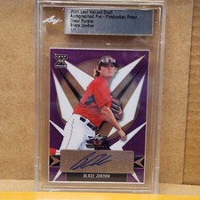 Blaze Jordan 2021 Valiant Baseball Pre-Production Proof Clear Purple XRC Auto 1/