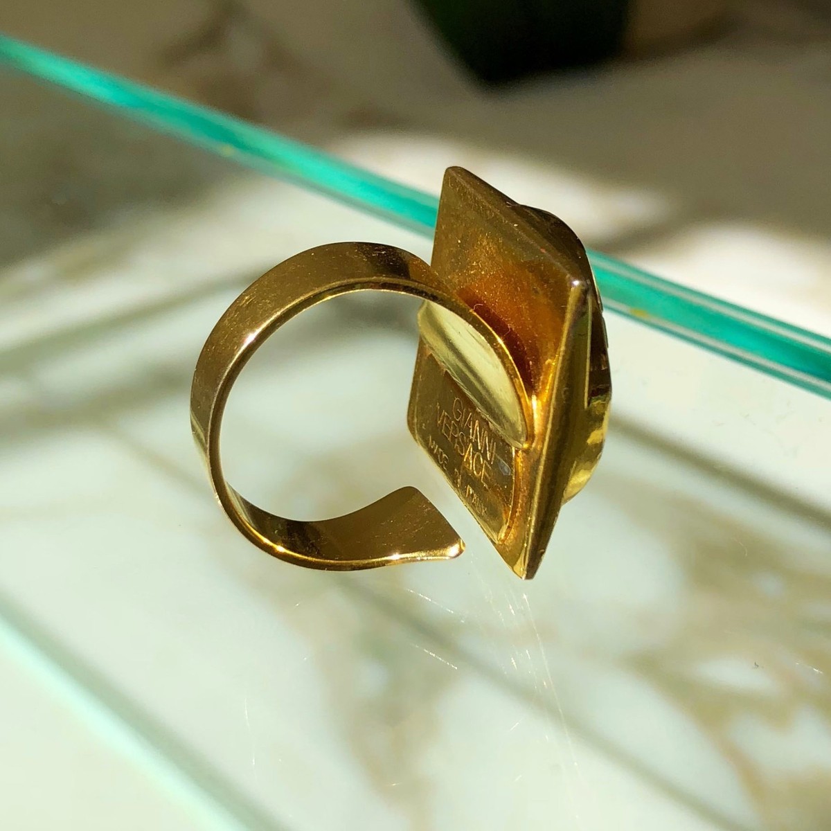 GIANNI VERSACE square gold-tone Medusa Head scarf ring | eBay