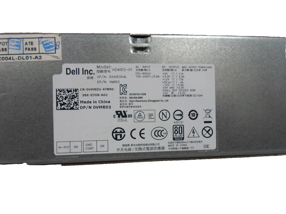 DELL OPTIPLEX 790 990 3010 7010 9010 390 SFF 2TXYM RV1C4 3WN11 POWER SUPPLY 240 - Image 3 of 4