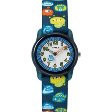 New Timex TW7C25800 Kid's Time Teacher Blue Elastic Strap Watch Monsters boys