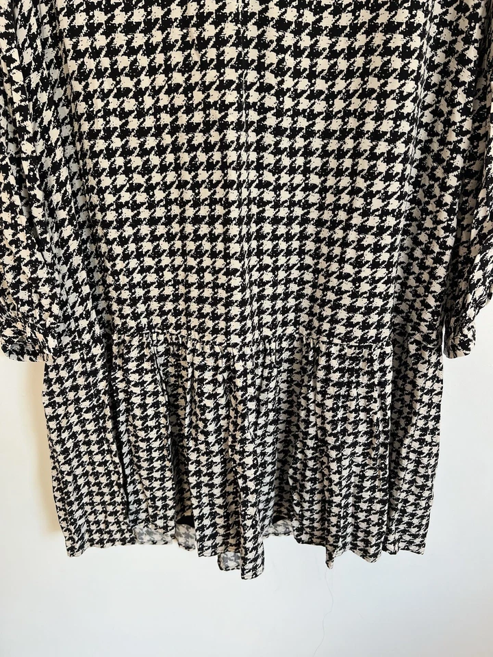 Anthropologie Maeve Black White Houndstooth Mini Dress Frill Designer Size XS 8 - Image 4 of 4