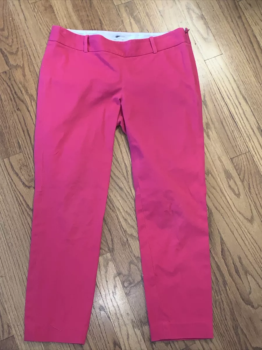 J CREW Hot Pink Fuchsia Stretch Boyfriend Schoolboy Pixie Pants Sz 6 tb1000