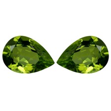 2.32 ct 2pcs MATCHING PAIR Pleasant Pear Cut 9 x 6 mm Green Peridot Genuine