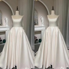 Elegant Spaghetti Straps Wedding Dress With Big Bow Stain Princess Bridal Gown