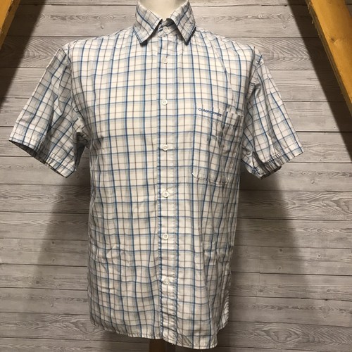 Craghoppers Men’s White Blue Check Short Sleeve Hiking Outdoor Shirt Size Medium
