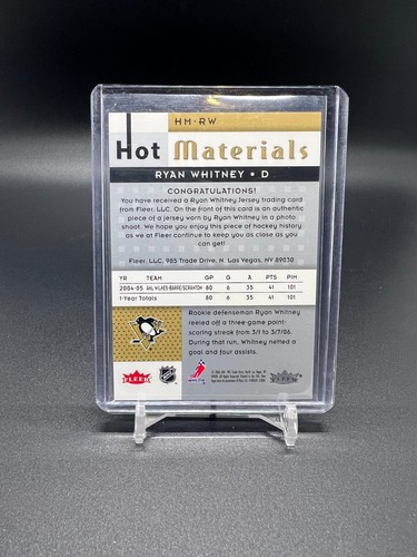 2005-06 Hot Prospects Hot Materials #HMRW Ryan Whitney Jerseys JSY Rookies RC - Picture 2 of 2