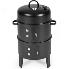 Grill De Jardin + Fumoir Barbecue À Charbon Grille En Acier Chromé Fumoir