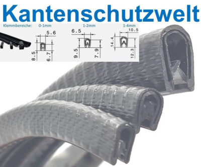 Kantenschutz Kantenschutzprofil Schwarz Keder Band Klemm Profil-Gummi NEU DE 0-4