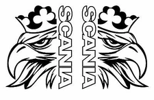 SCANIA VINYL DECAL STICKERS x2 LOGO + TEXT OUTLINE HGV SVEMPA GRIFFIN SUPER V8