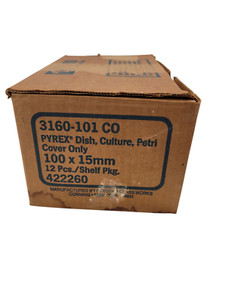 Flint Union Glass Pyrex 3160-101 Petri Culture Dish 100 x 15 -9 Top + Btm + Box