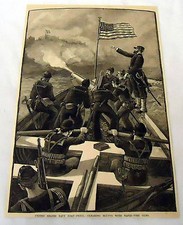 1889 magazine engraving~ UNITED STATES NAVY Boat-Drill