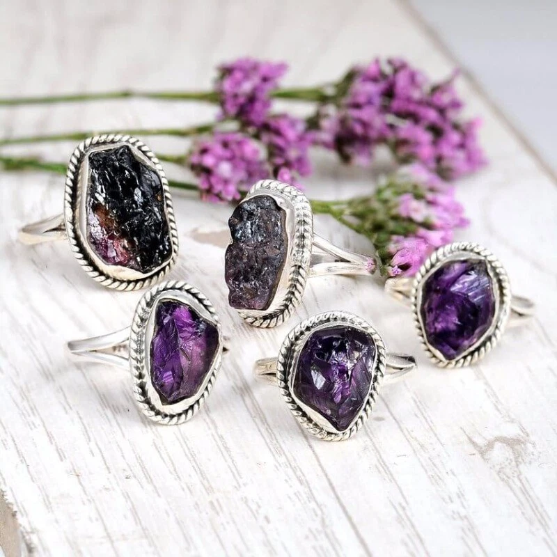 Uncut amethyst ring deals