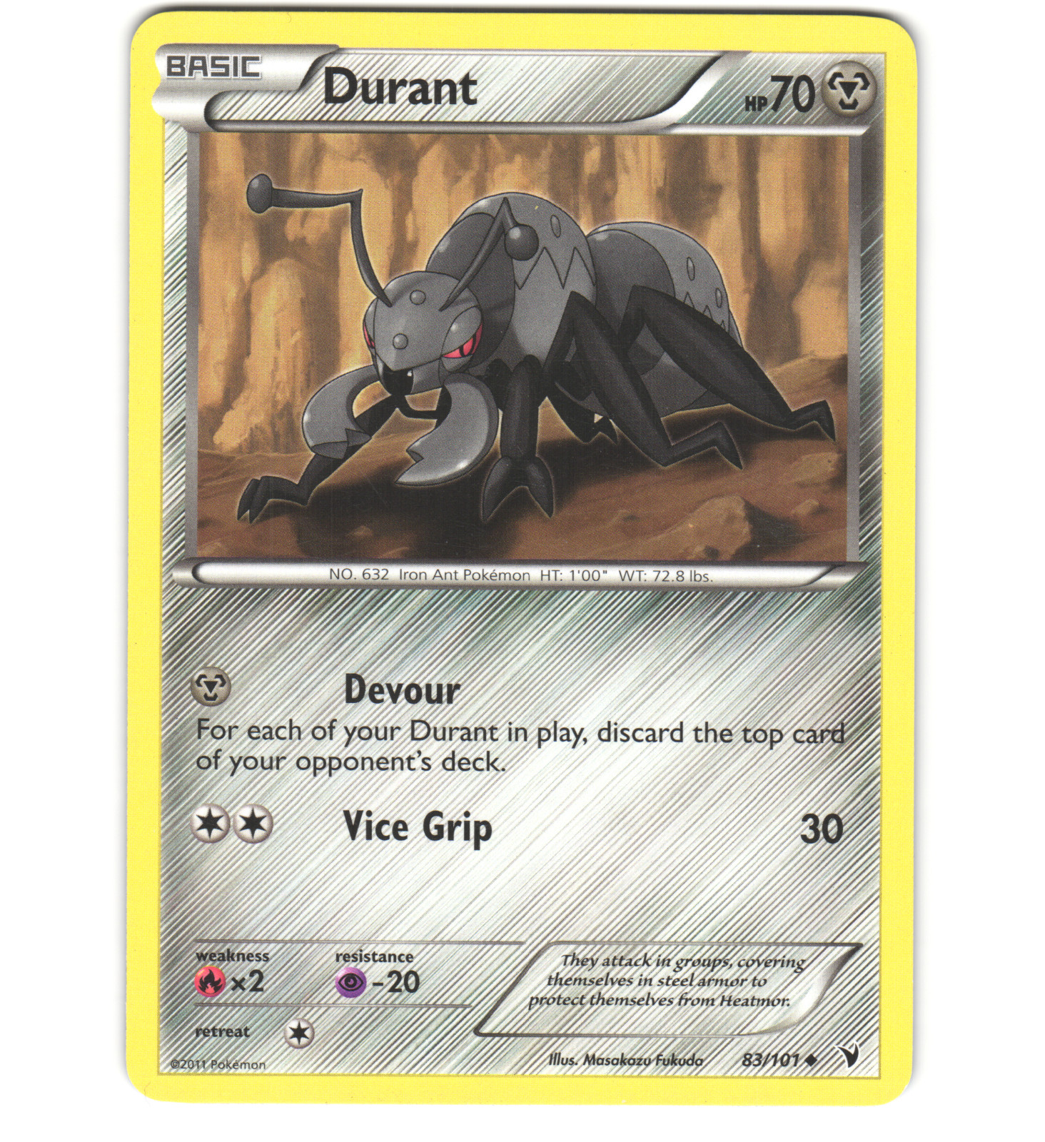 Pokemon 2011 Moderate Play Durant Noble Victories 83/101 Card