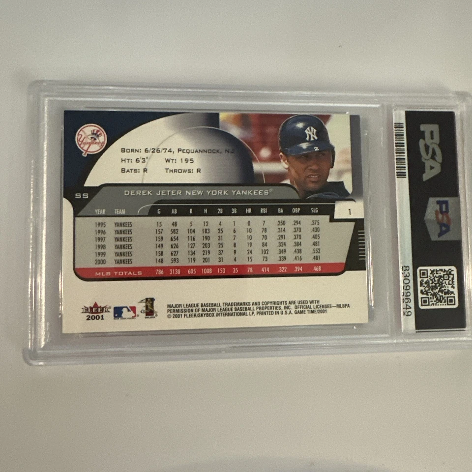 2001 Fleer Game Time #1 Derek Jeter  PSA 10 Gem Mint HOF Yankees 83099649 - Image 4 of 4
