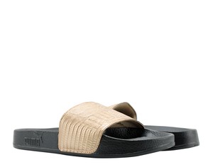 black and gold puma slides