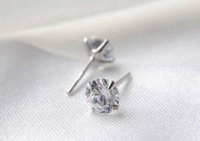 Classic White 3mm Zircon Four Claws Silver S925 Stud
