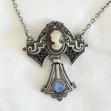 New Lady Cameo Dangle Holly Cross Blue Lucky Charm Pendant Necklace Gift NE1059