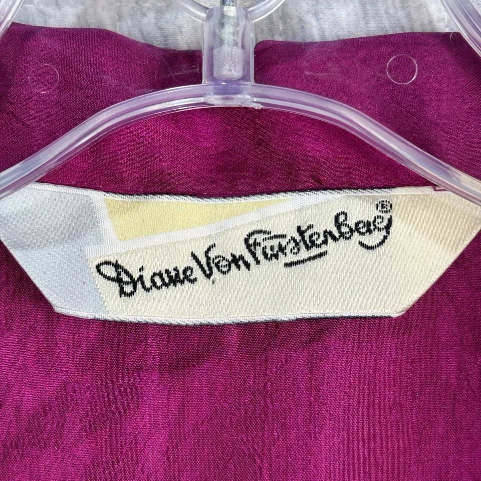 Diane Von Furstenberg Womens Vintage Button Up Blouse Top Mulberry Pink USA 14 - image 3 of 4