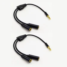 FLEAVER 2PACK 3.5mm spliter audio cable tereo Y Splitter Aux Extension 20CM