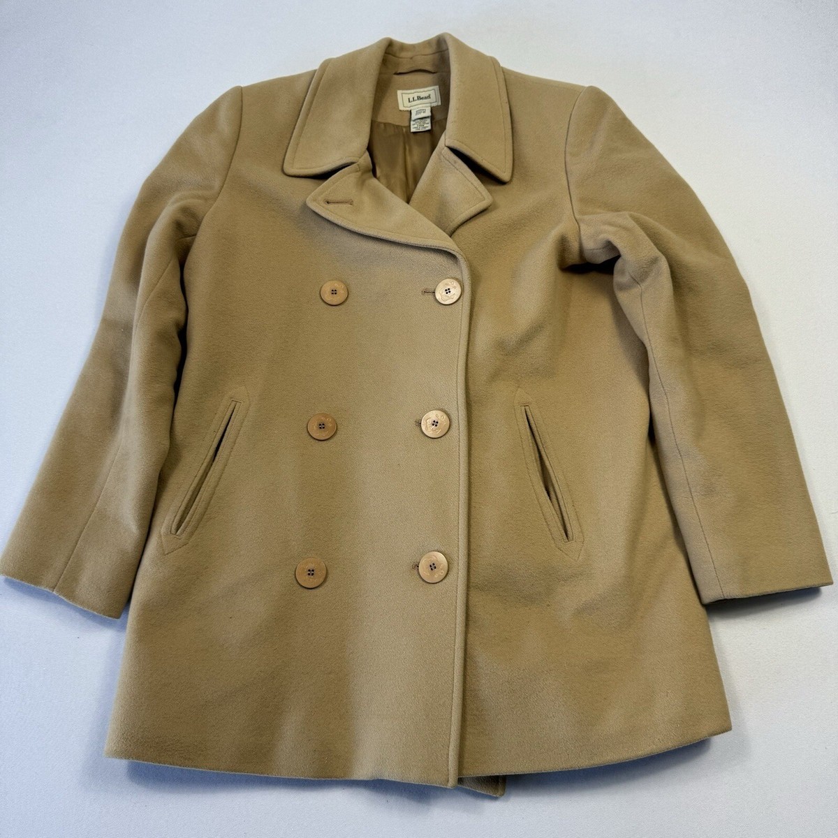 Bean Womens Peacoat Jacket Double Breasted Wool Cashmere