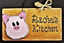 PIG Personalized Name KITCHEN SIGN Decor Wall Art Hanger Plaque Barnyard Decor 