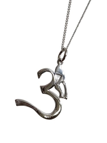 Om Necklace Pendant 925 Sterling Silver 18" Buddhist Jewellery Boxed Namaste - Picture 19 of 24