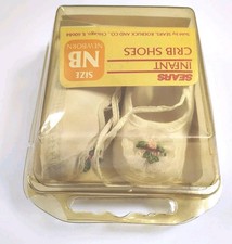 Vintage Sears Crib Shoes Newborn Baby NB Soft Sole In Box