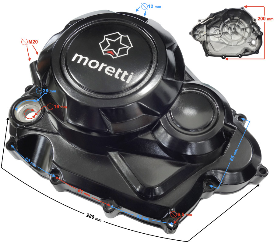 Couvercle d'embrayage GT 125 carter de protection noir mat pour l'entretien et réparation moto