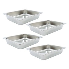 4 pcs Hotel Pans Half Size 2.5" Deep 1/2 Size Stainless Steel Steam Table