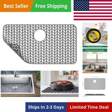 Sink Protectors for Kitchen Sink - 28.4"x 15.2" Silicone Kitchen Sink Mat Gri...