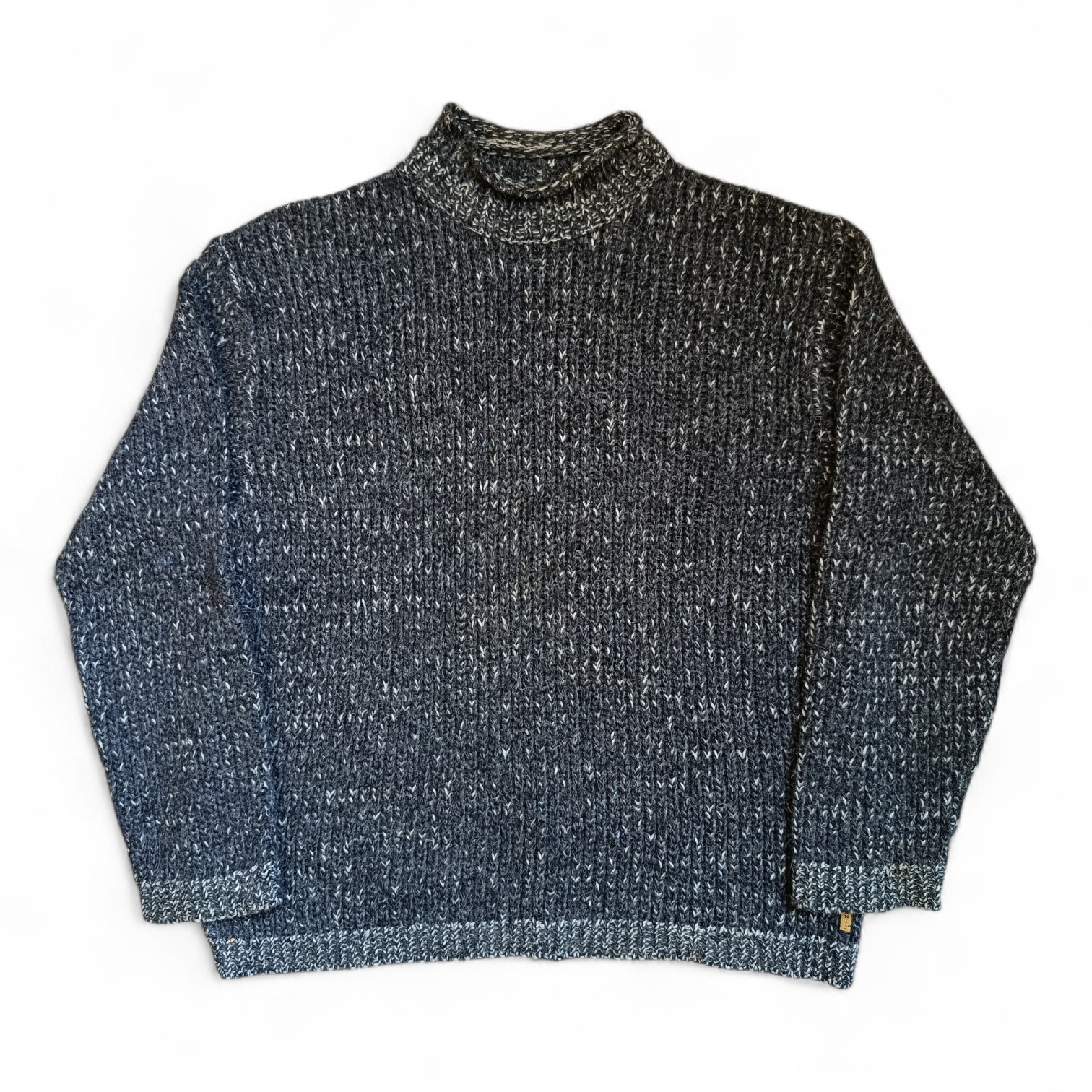Armani Jeans 90s Vintage Grey Thick Knitted Alpaca Turtleneck Jumper Sweater L