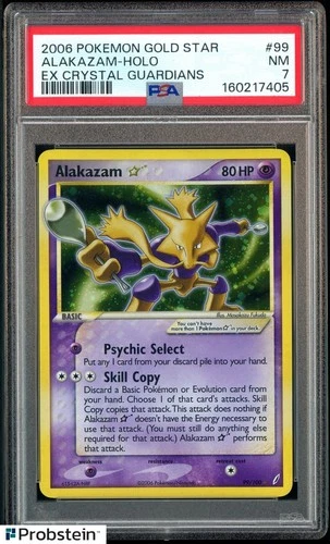 2006 Pokemon Gold Star Ex Crystal Guardians #99 Alakazam Holo PSA 7 NM