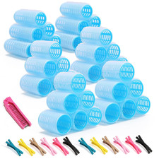 49PCS Self Grip Hair Rollers Set with Duckbill Clips  Comb   3 Sizes for Effort