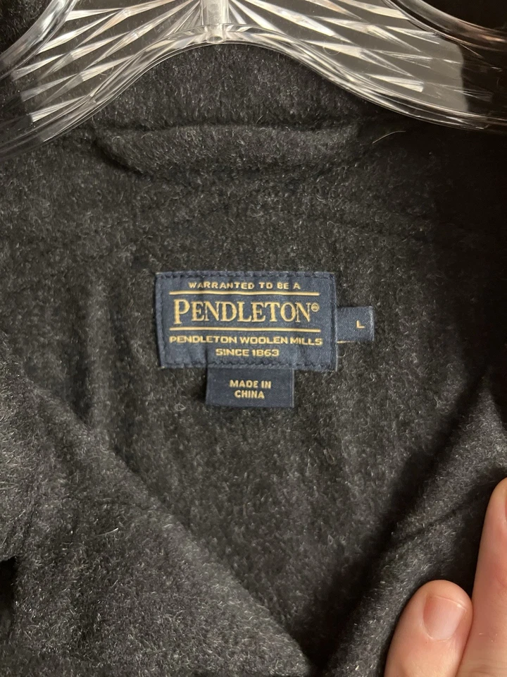 Camisa Pendleton Lana Cachemira Abotonada Para Hombres L Negra Camisa de Tablero Bolsillos Foto 4 de 4