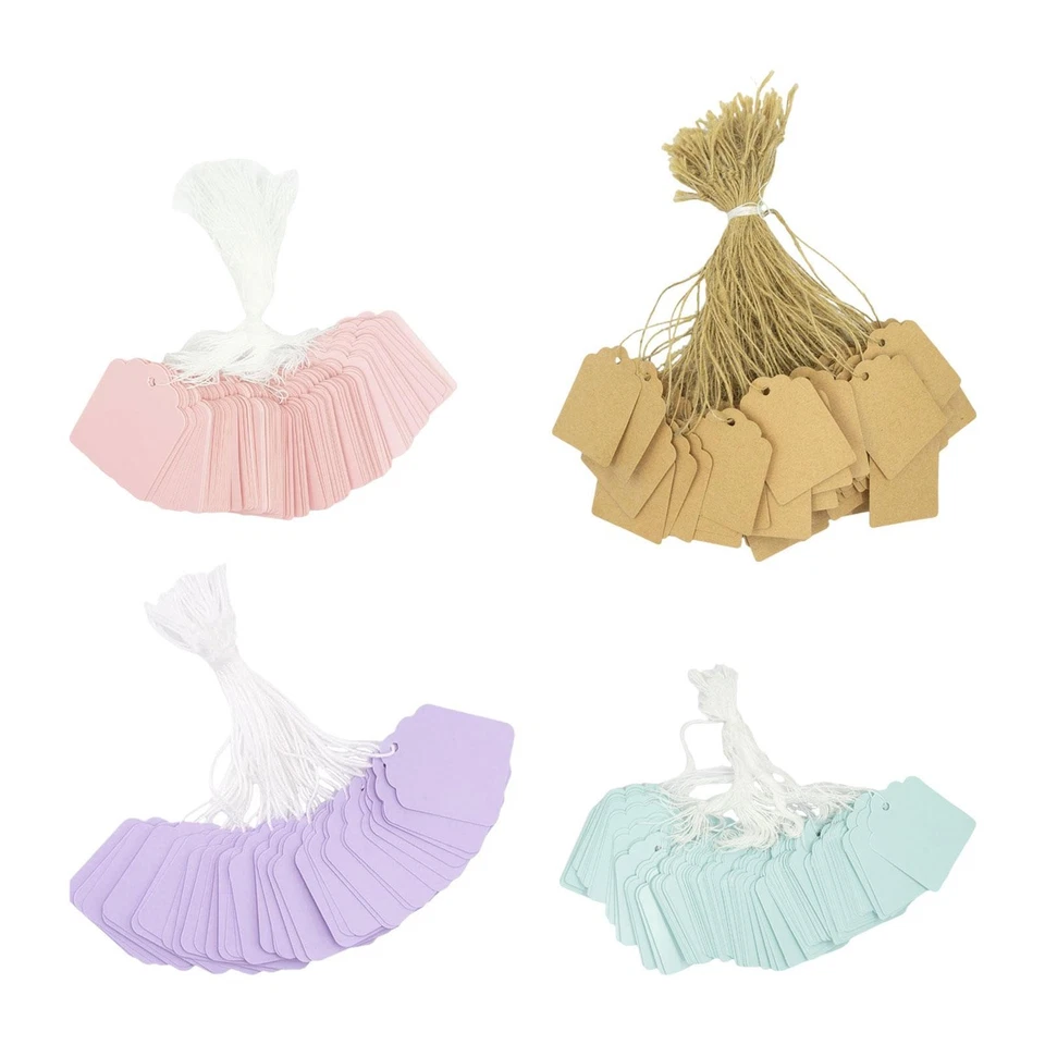 100 Pieces Price Tags Gift Tags with String Writable Hanging Blank Tags for - image 1 of 1