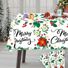 Xtralarge Merry Christmas Tablecloth - Pack of 3, 108X54 Inch Disposable Vinyl
