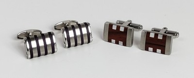 2 Pair Signed Colibri Stainless Steel Cufflinks