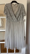 Stunning BNWT Maya Deluxe Curve silver sequin & tulle sequin midi dress 18
