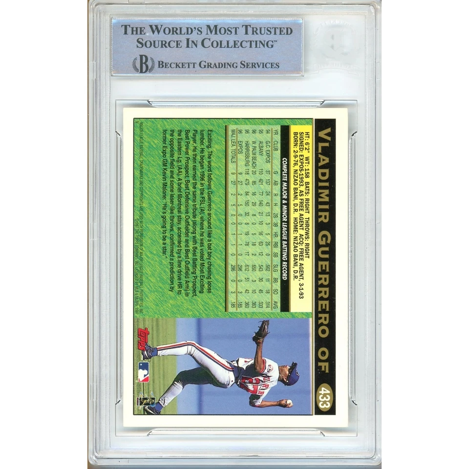 Vladimir Guerrero Firmado 1997 Topps #433 Montreal Expos Beckett BAS Losa Automático Foto 3 de 4