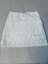 Zara Woman Scalloped Lace Overlay Lined Pencil Mini Skirt Small Side Zip