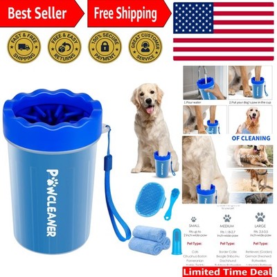 Ultimate Pet Paw Cleaner Set: Portable Washing Cup & Grooming Tools in Navy Blue