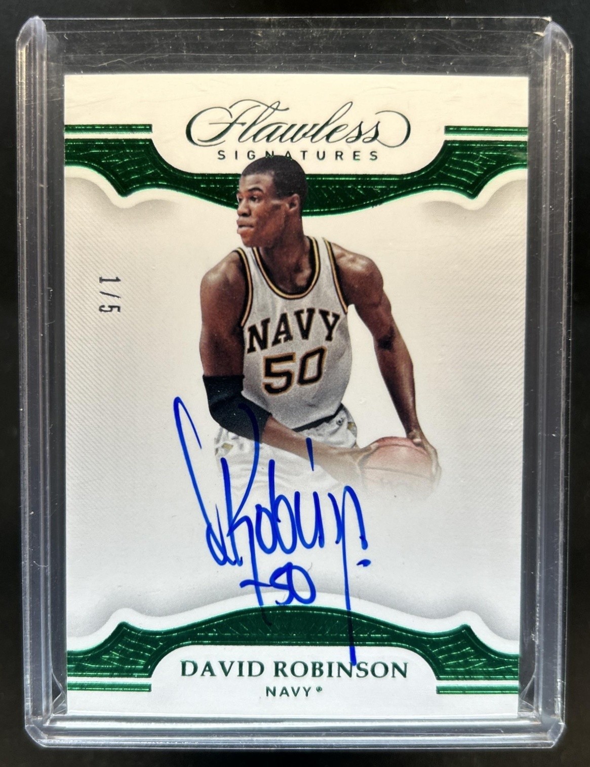 2019-20 Panini Flawless Collegiate David Robinson Signatures Emerald Auto #/5