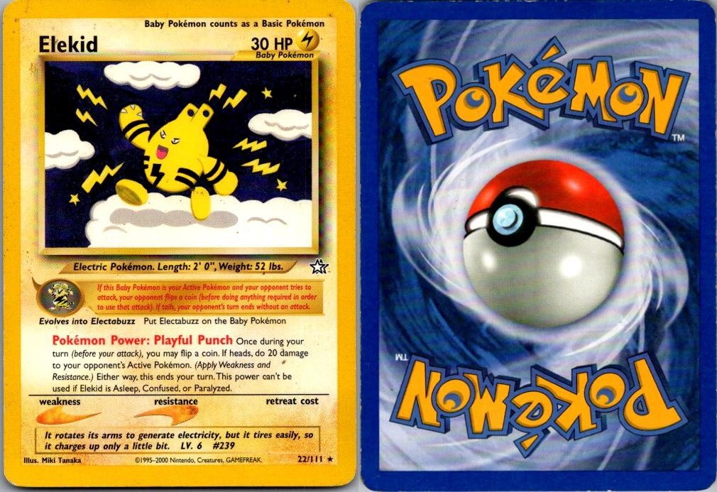 Elekid 22/111 Rare Neo Genesis Pokemon Unlimited Moderately Played