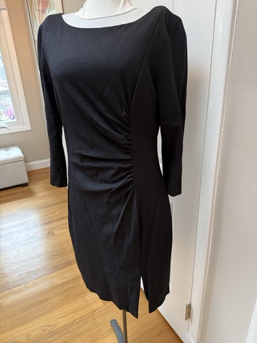 Trina Turk Womens Sheath Dress Black Boat Neck Half Sleeve Knee Length Size 8