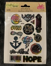 14pc Scrapbooking Puffy Sticker Set words phrases scrapbooking,crafts or fun