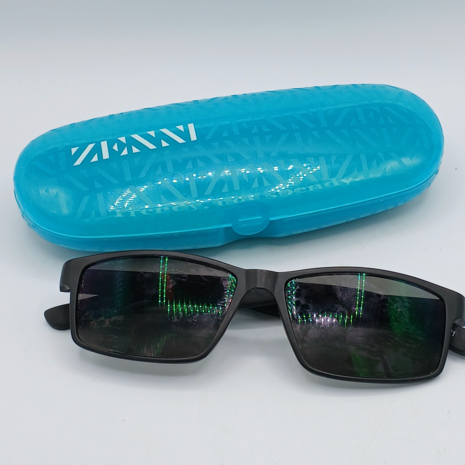 Zenni Rectangular Sunglasses Black Frame with Blu… - image 1