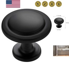 10 Pack 1-1/4 Inch Kitchen Cabinet Knobs Matte Black Zinc Pulls Door Handles ...